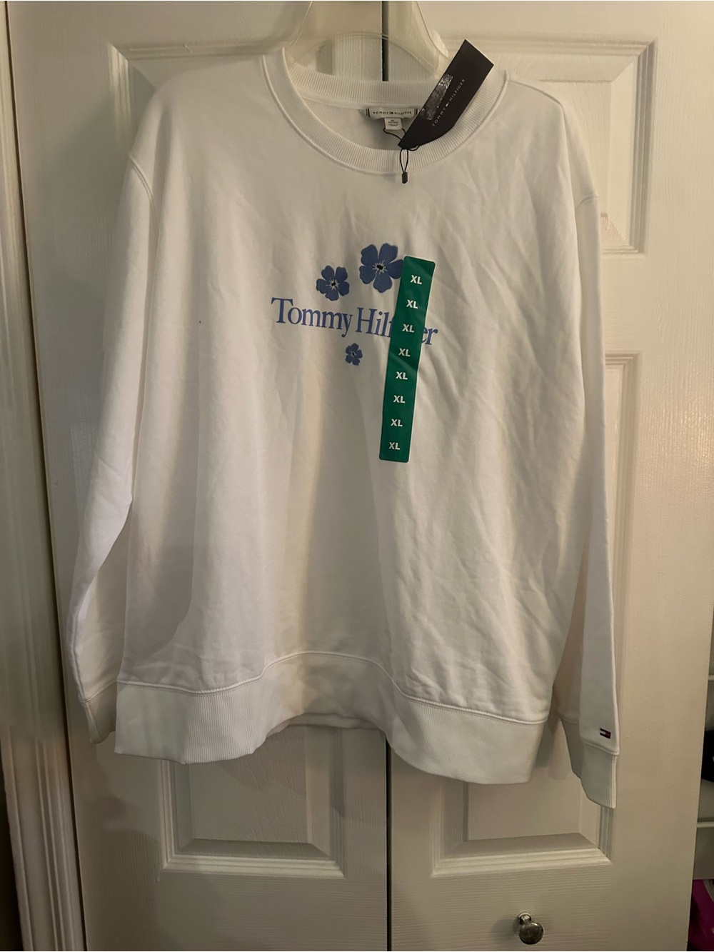 Tommy Hilfiger White Tee with Blue Floral Logo